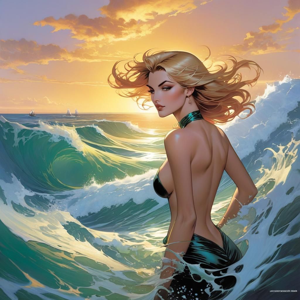 Captivating Sea Drift at Sunset