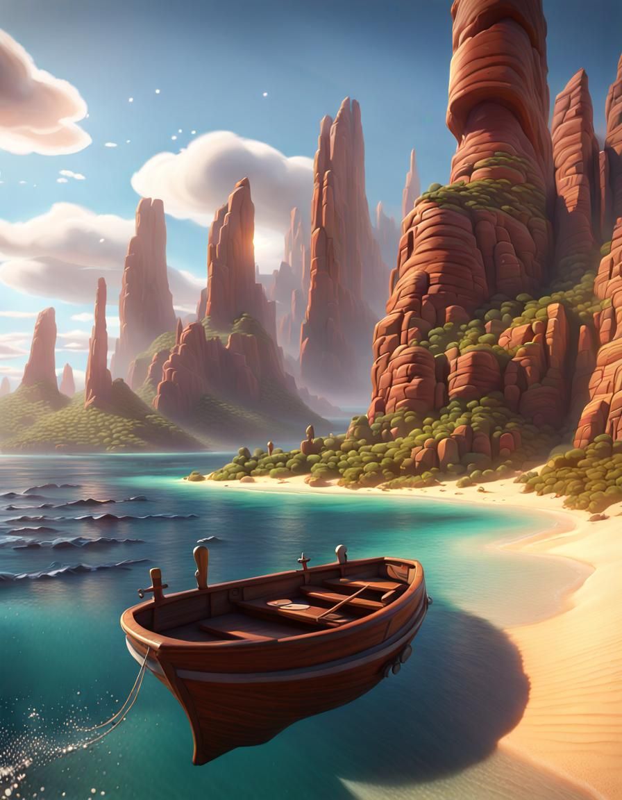 Pixar Style Boat Trip to Fantasy Plateau