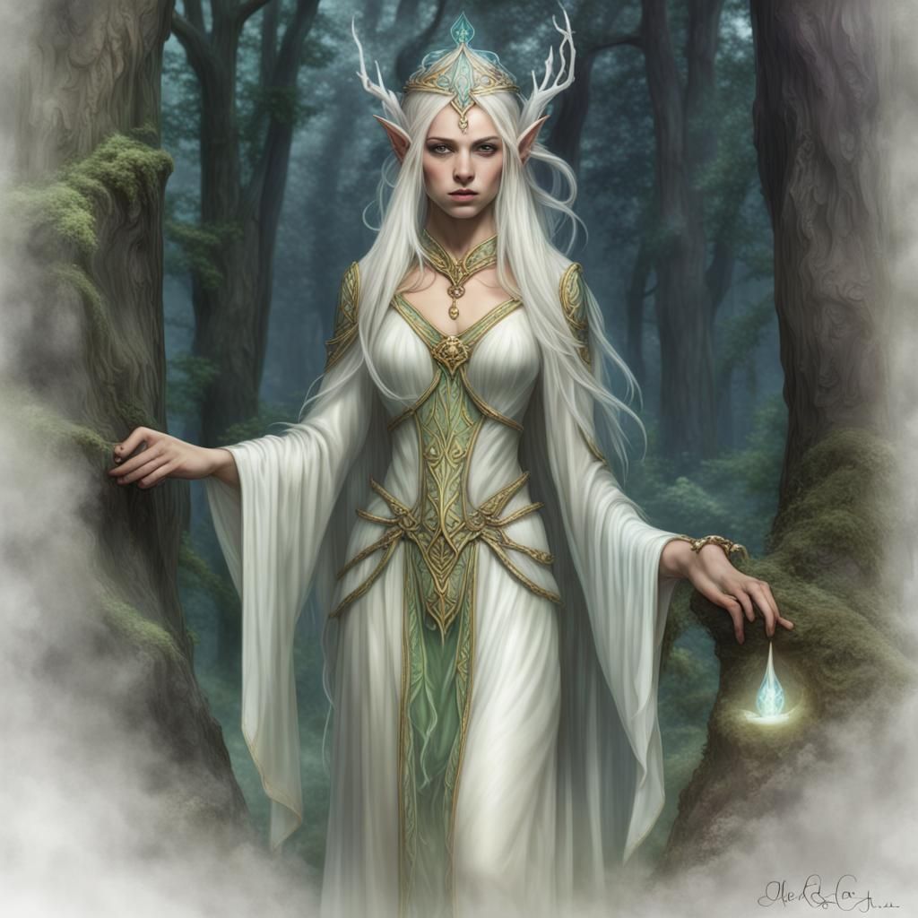 Alfar Elf Priestess in the Fey Realm