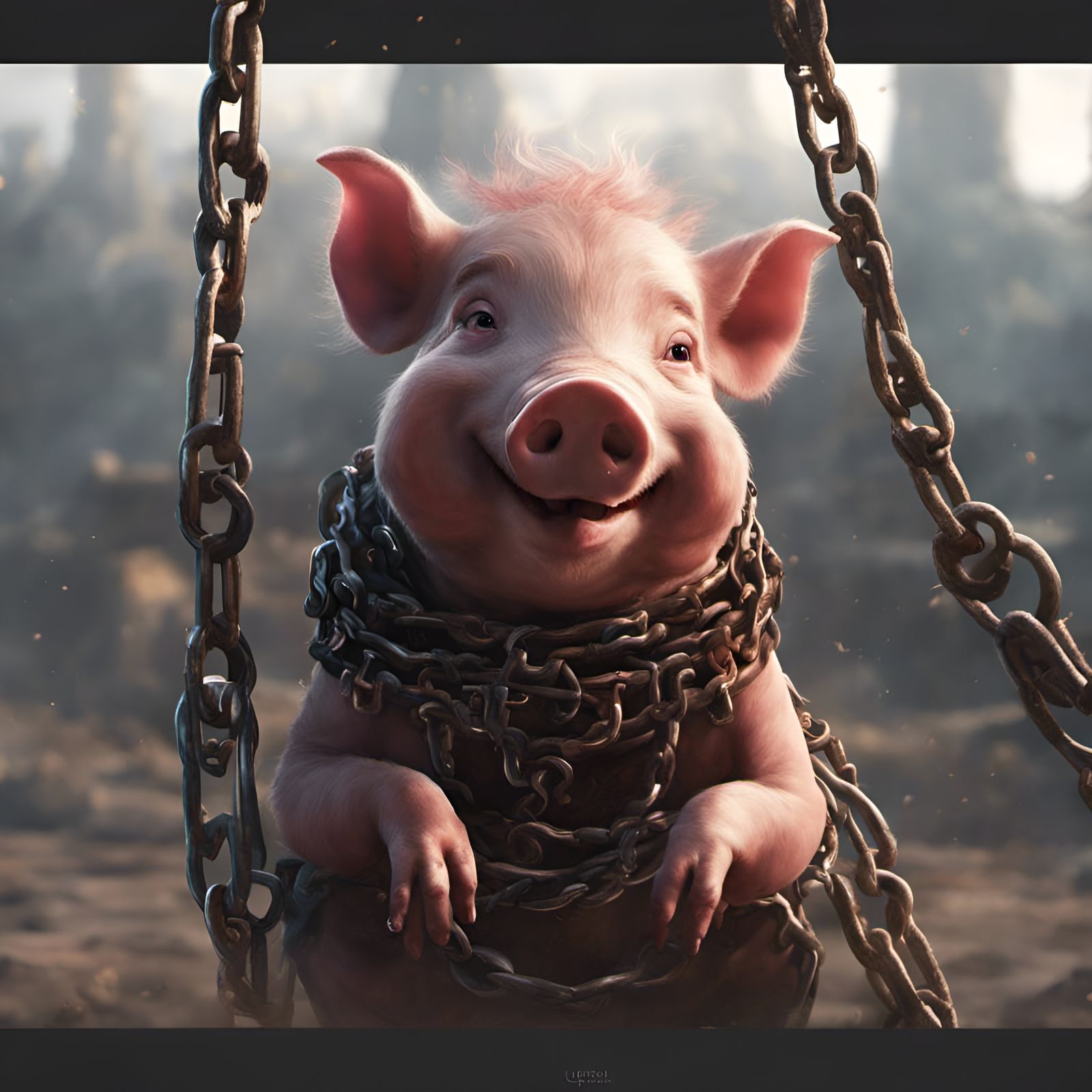 Piglet Breaks Chains: Fantasy Concept Art
