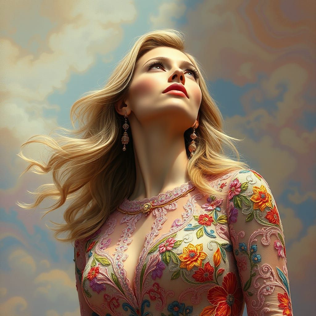 Regal Woman in Exquisite Couture Attire