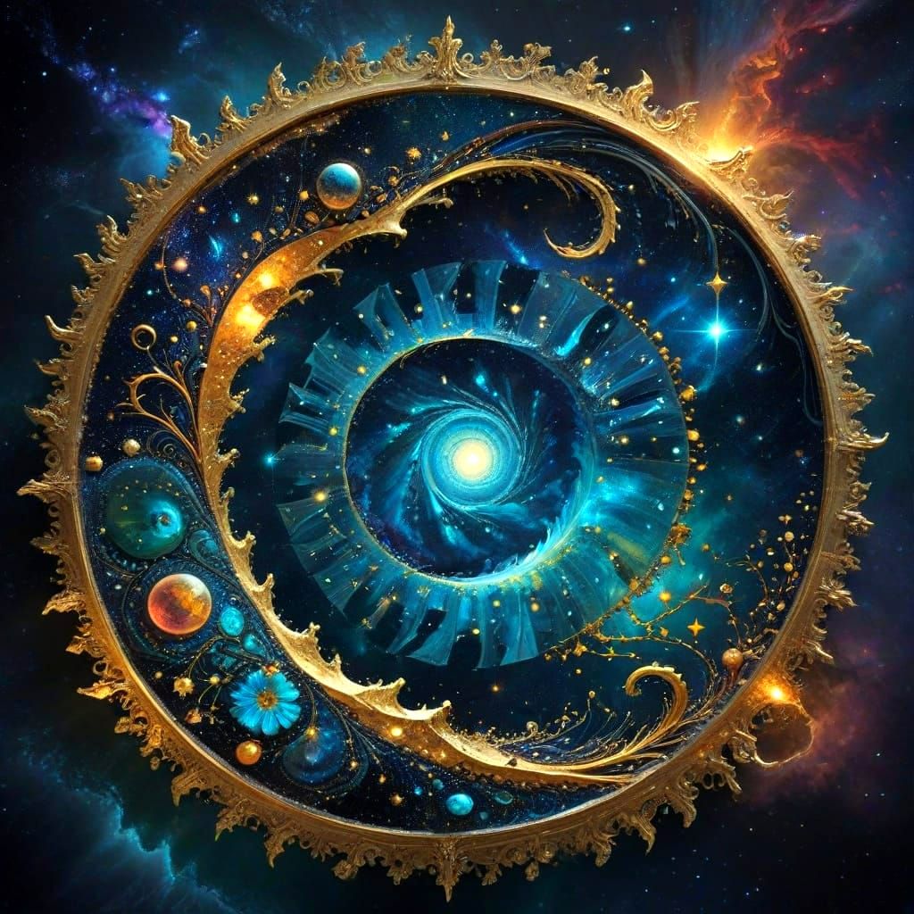 Surreal Dreamscapes through Ancient Stargate in Iridescent H...