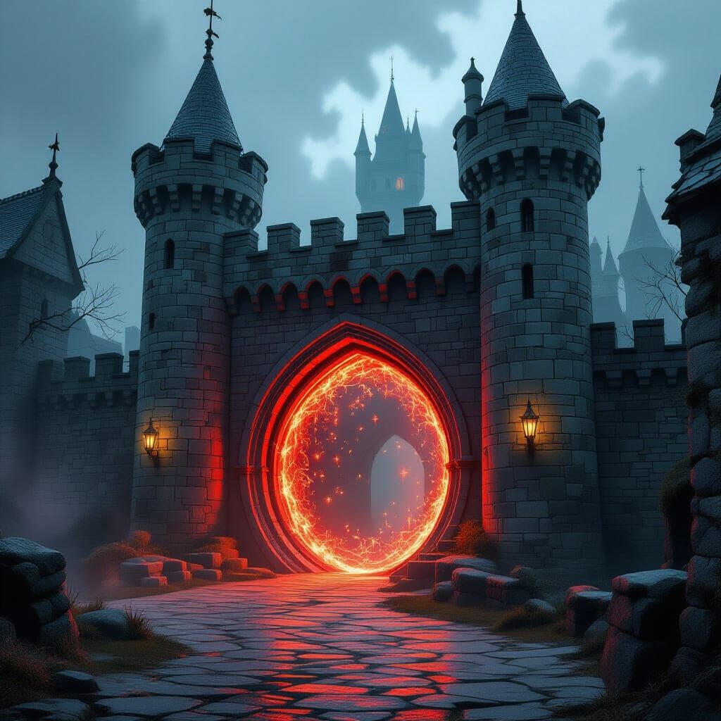 Magical Portal in Medieval Castle