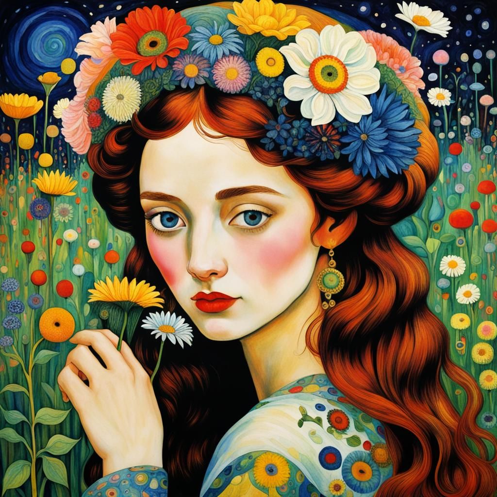 Mystical Flower Meadow in Bohemian Style