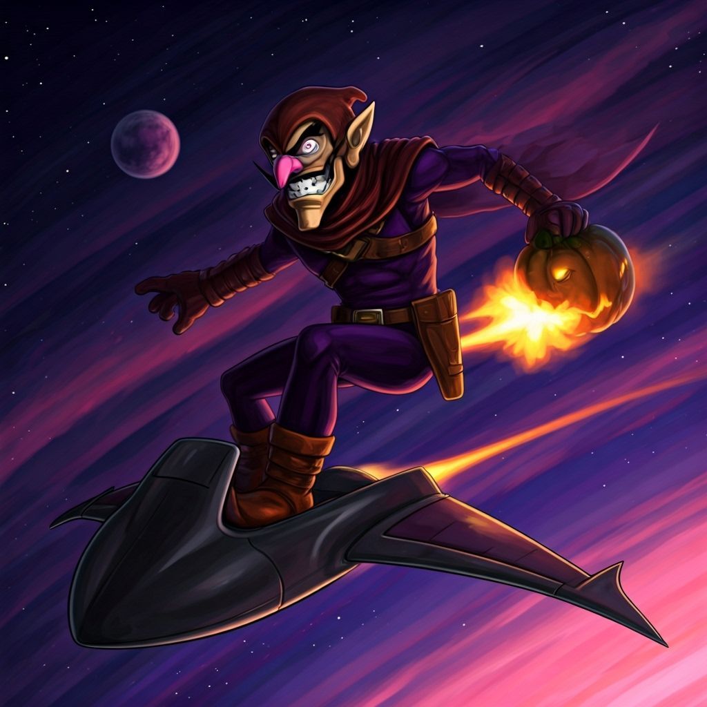 Waluigi as Hobgoblin Soars Over Mushroom Kingdom
