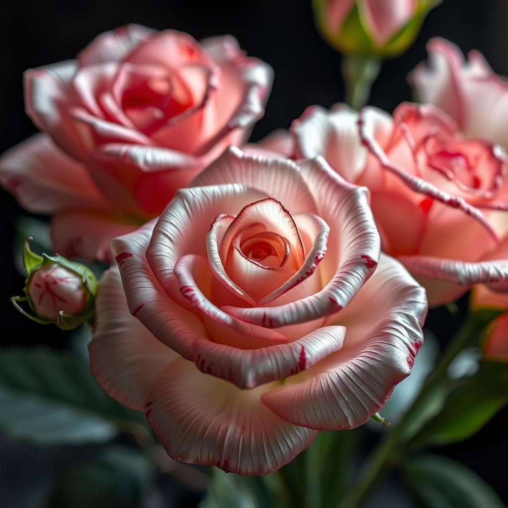 Vibrant Enamel Glass Roses in Hyperrealistic Style