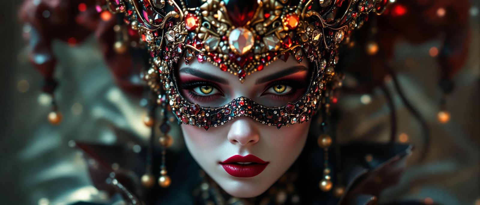 Cyberpunk Goddess in Elegant Jeweled Mask