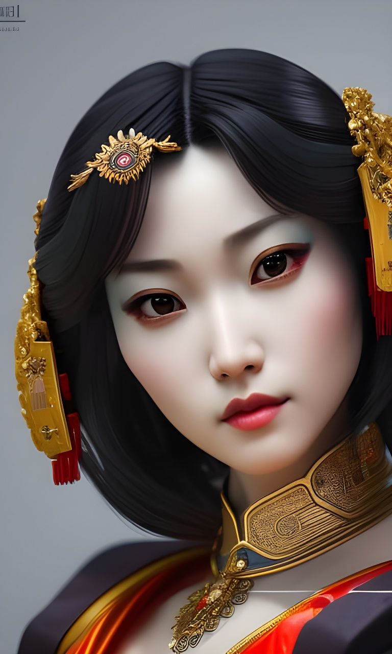Geisha Portrait in Hyperdetailed Digital Art Style