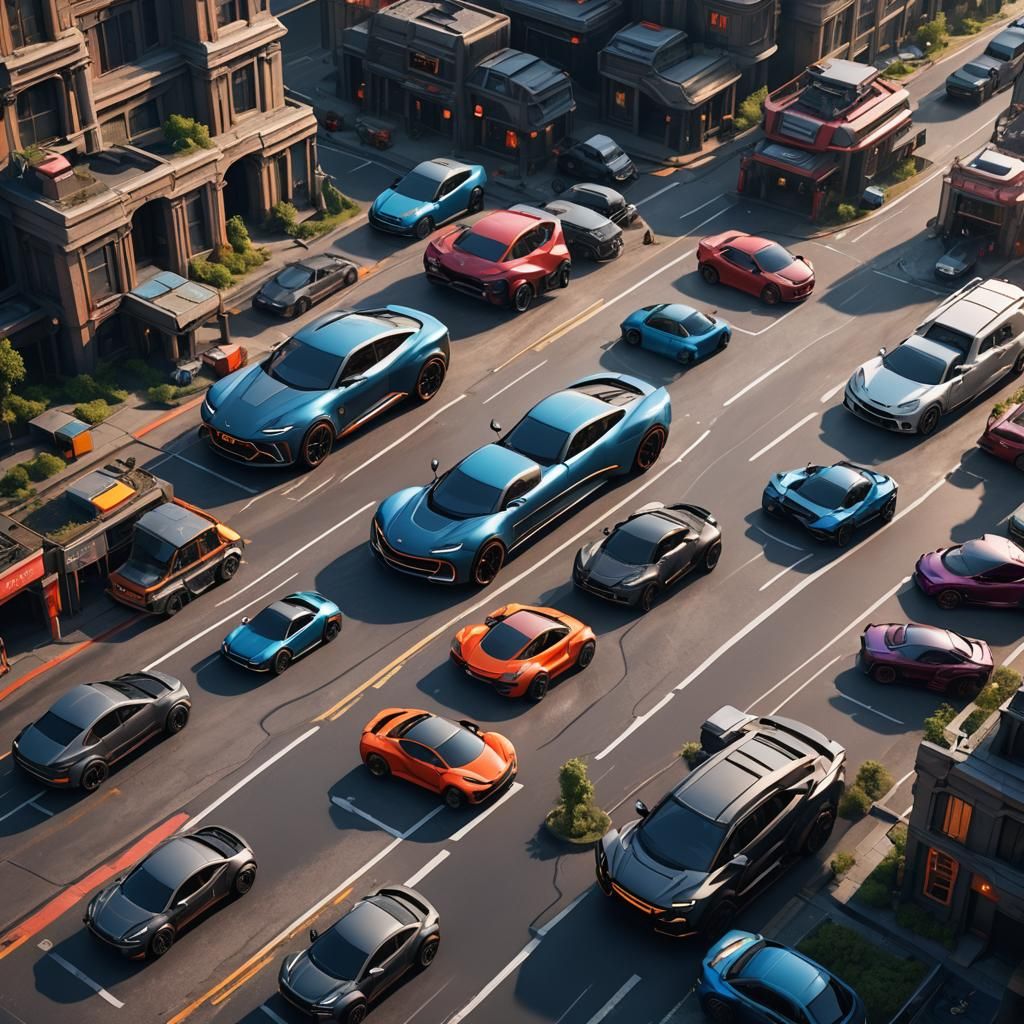 Futuristic Cars in Detailed Matte Painting