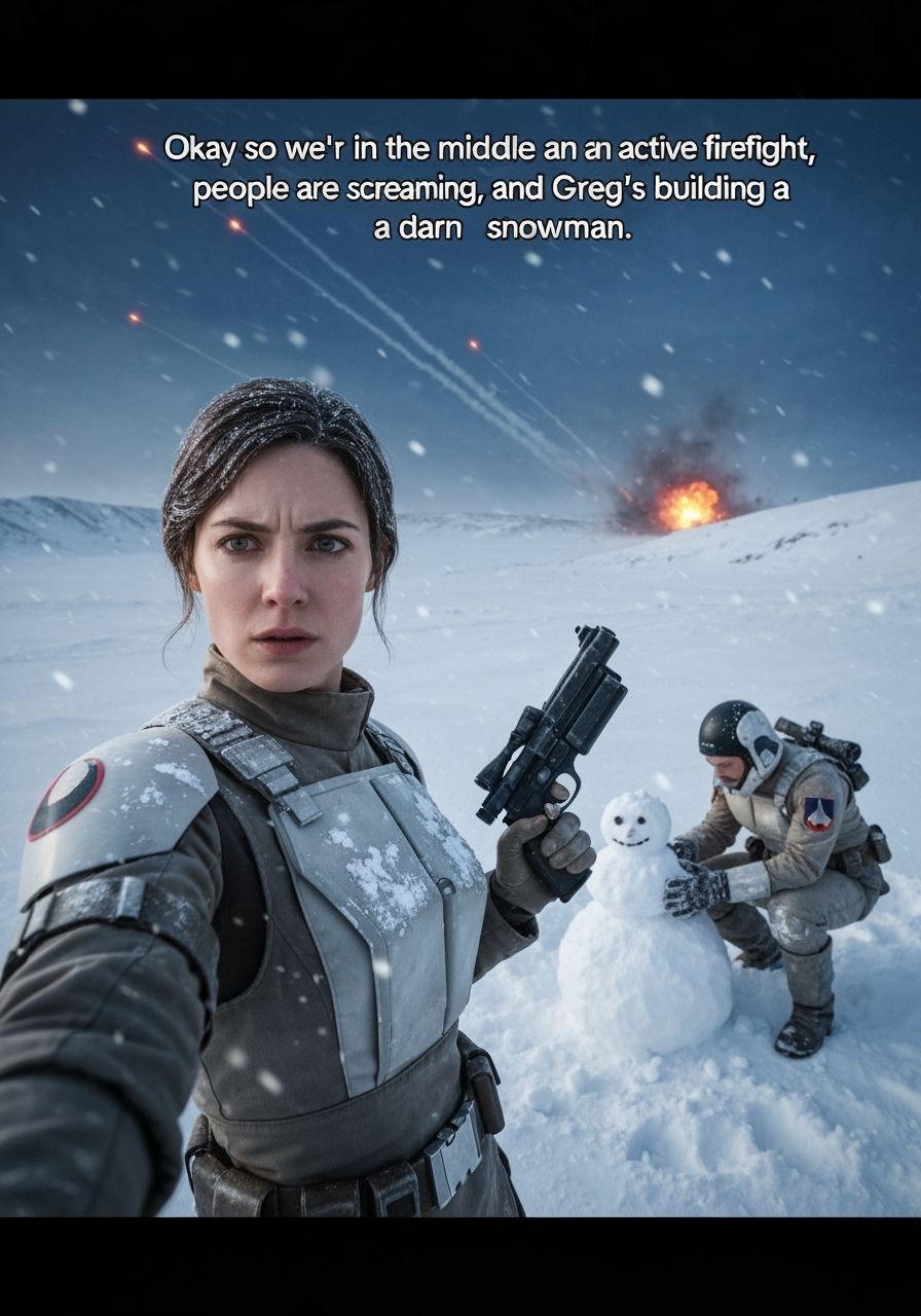 Star Wars Rebel Soldier's Selfie on Snowy Battlefield