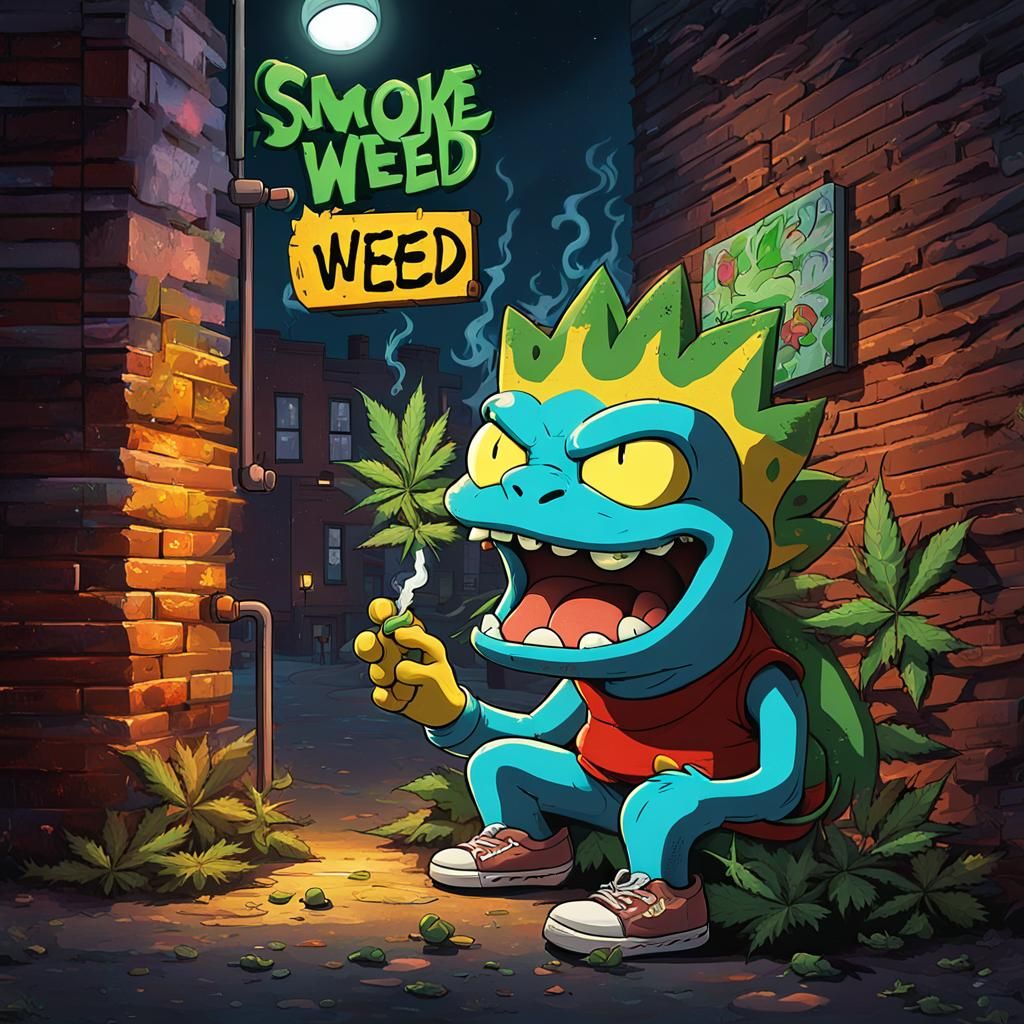 Bulbasaur and Bart Simpson Graffiti Art