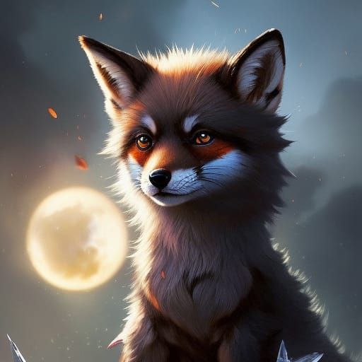 Chibi Dark Fox Digital Illustration
