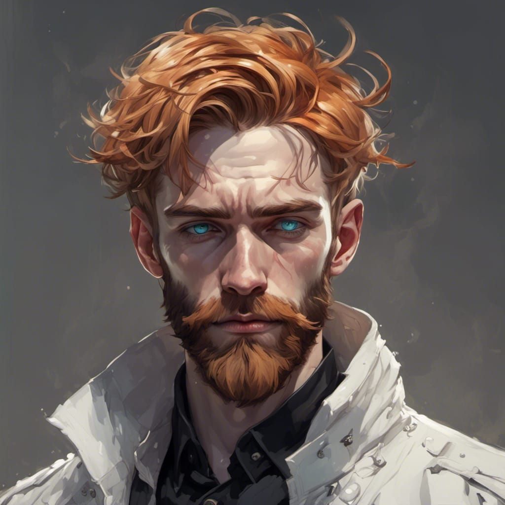 Eerie Ginger Man Portrait in Hyperdetailed Digital Art