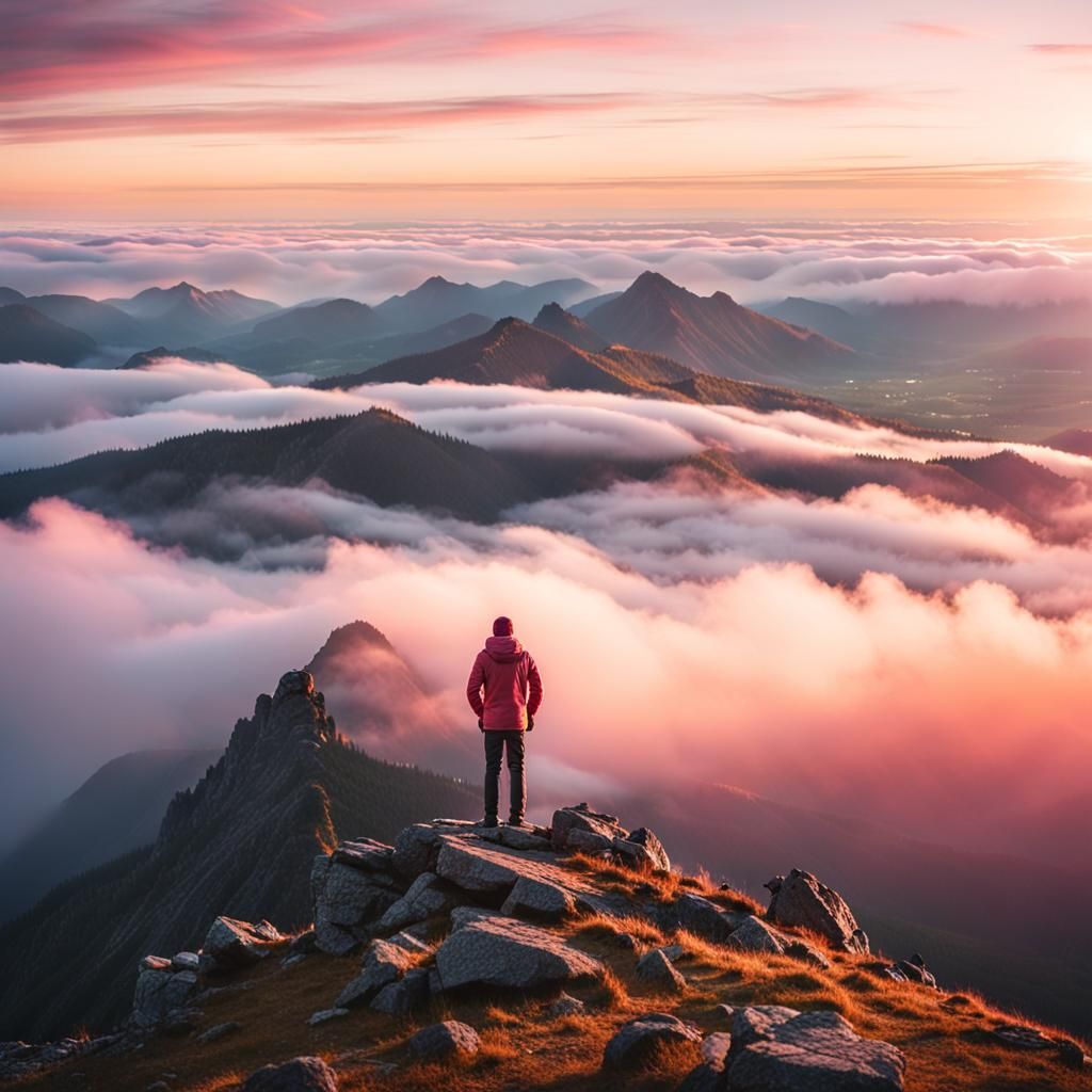 Cinematic Sunrise Landscape with Mountain Silhouette