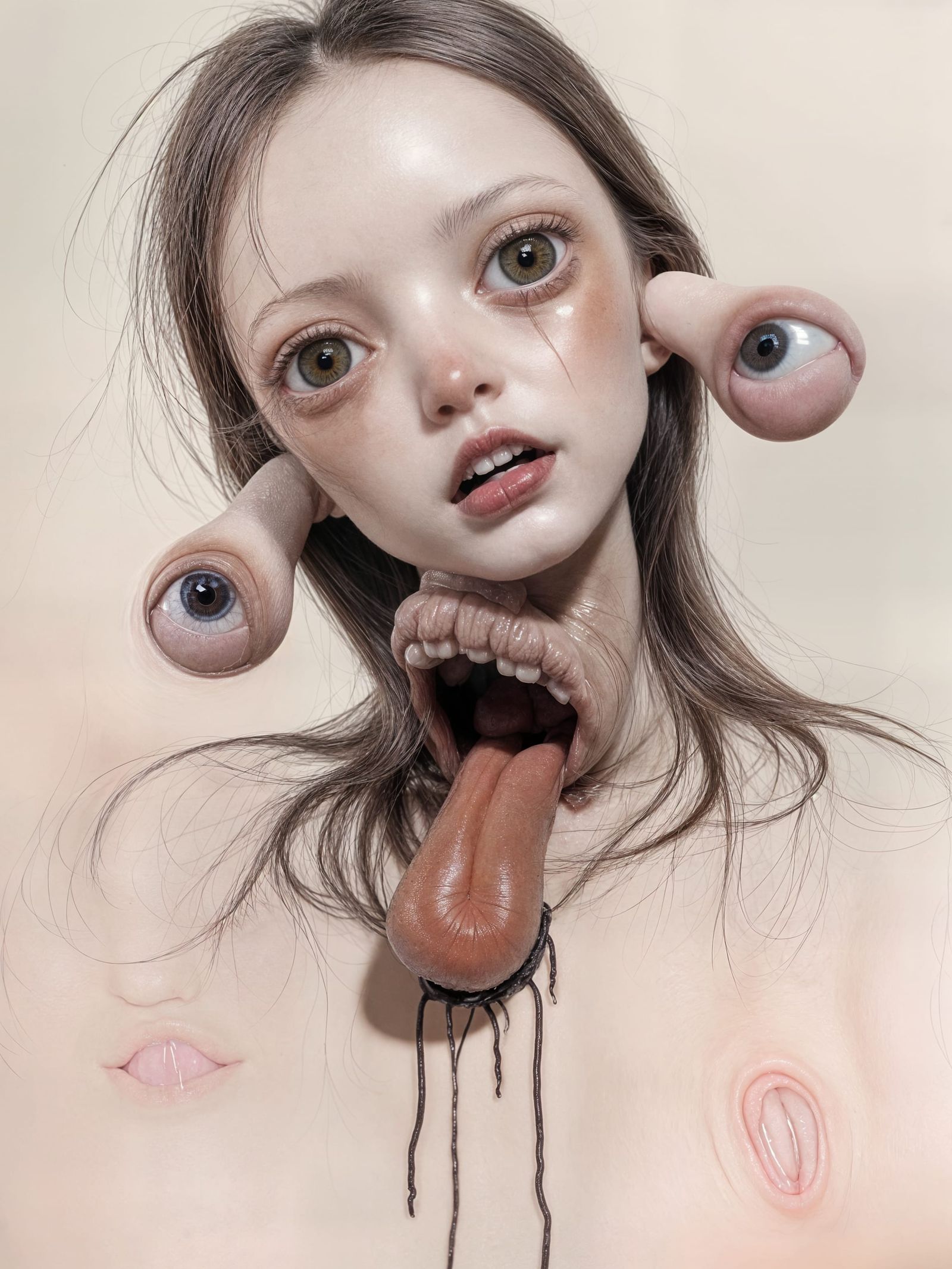 Surreal Portrait of a Girl with Expressive Eyes