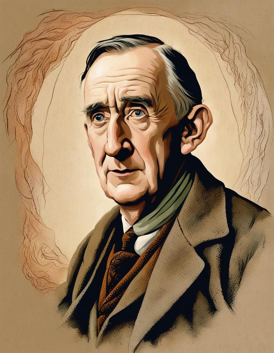 J.R.R. Tolkien Portrait in Tenebrism Style