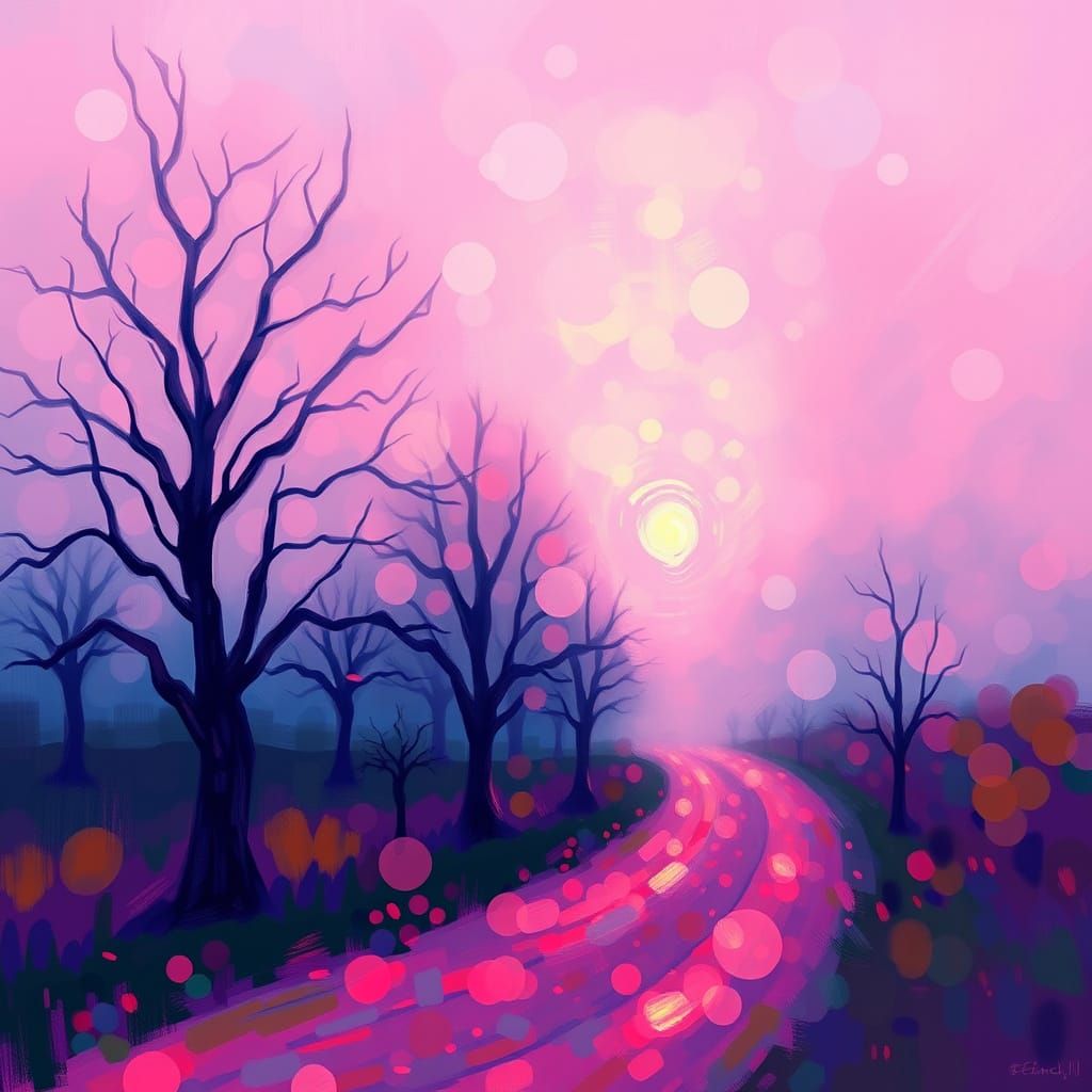 Vibrant Psychedelic Dawn in Whimsical Surrealism