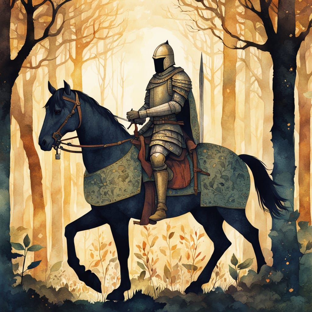 Knight in Earthy Forest Landscape