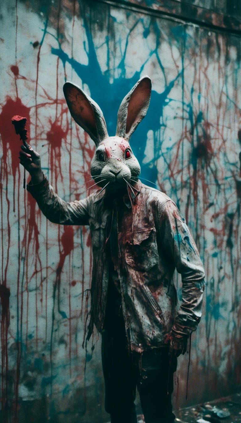 Macabre Rabbit People Spray Painting