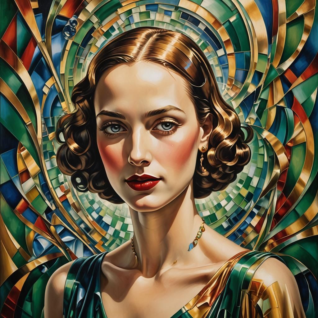 Surreal Art Deco Portrait in Dripping Colors