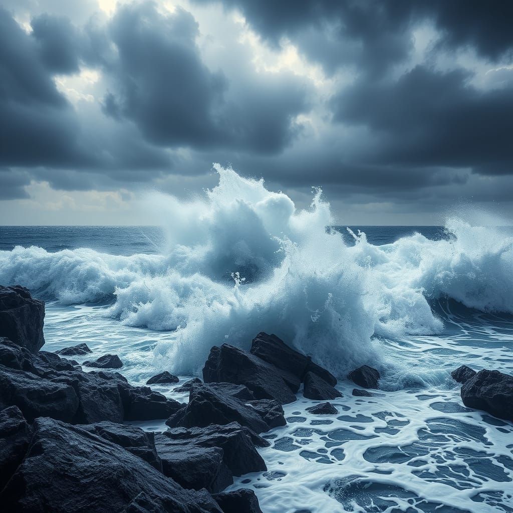 Stormy Seas in a Futuristic Aesthetic