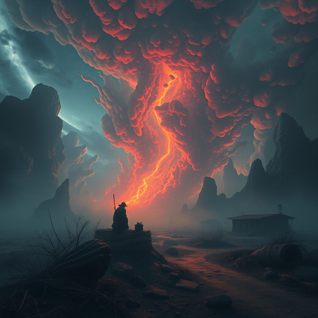 Surreal Decaying Landscape in Dreamlike Post-Apocalyptic Sty...