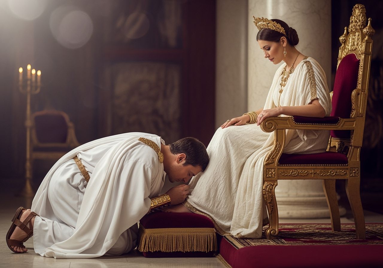Empress Receives Homage: A Roman Senator's Respect