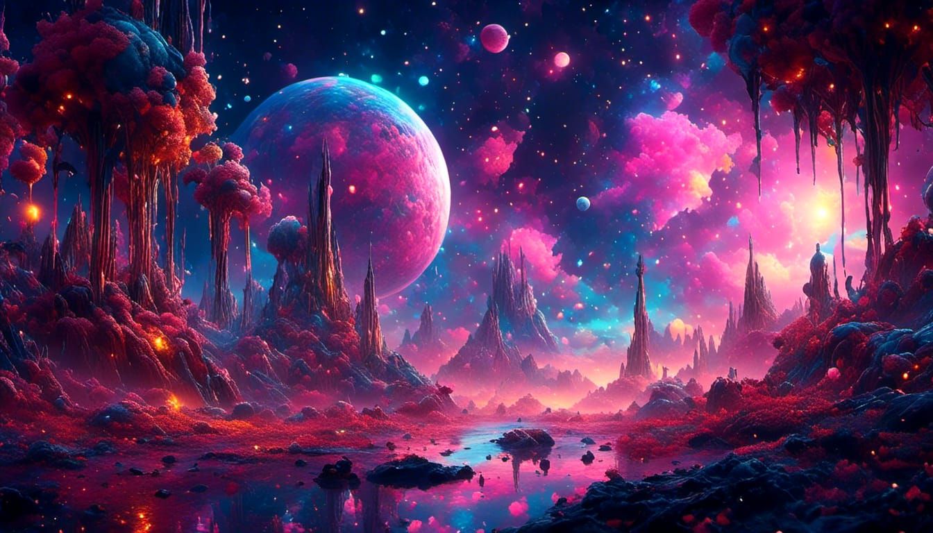 Galactic Spacescape in Surreal Style
