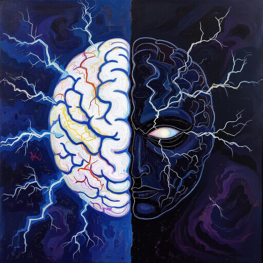 Surreal Brain Split: Epilepsy's Dual Nature