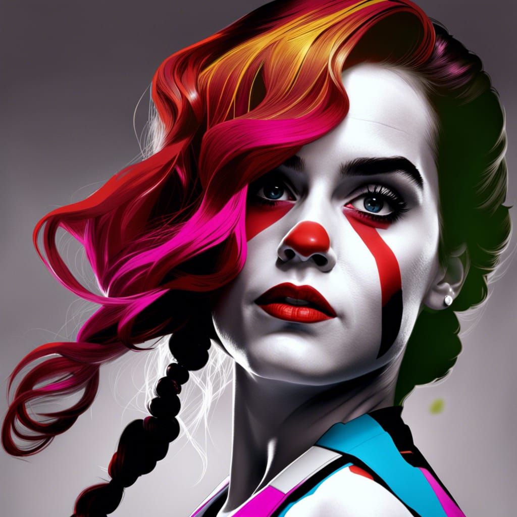 Clown Portrait in Black and White Matte Style