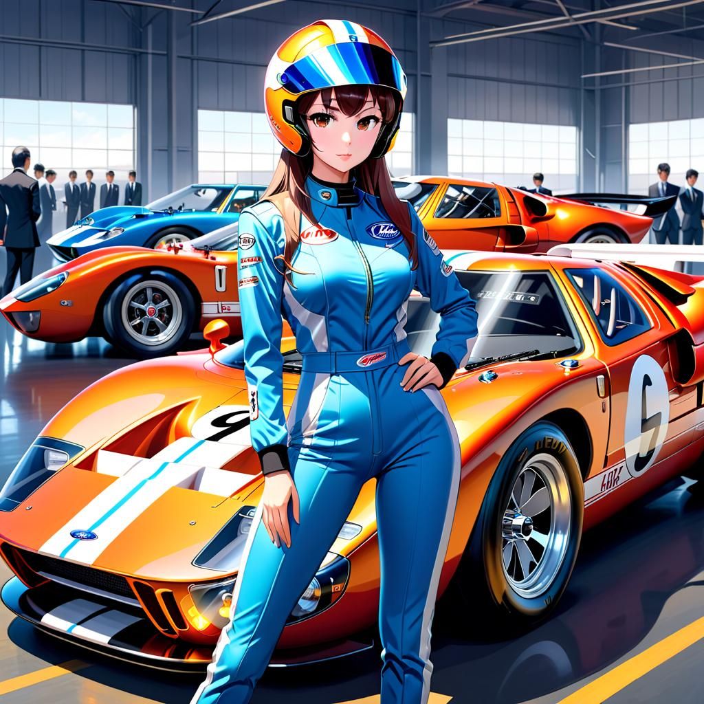 Alluring Race Car Driver in Manga Key Visual Style