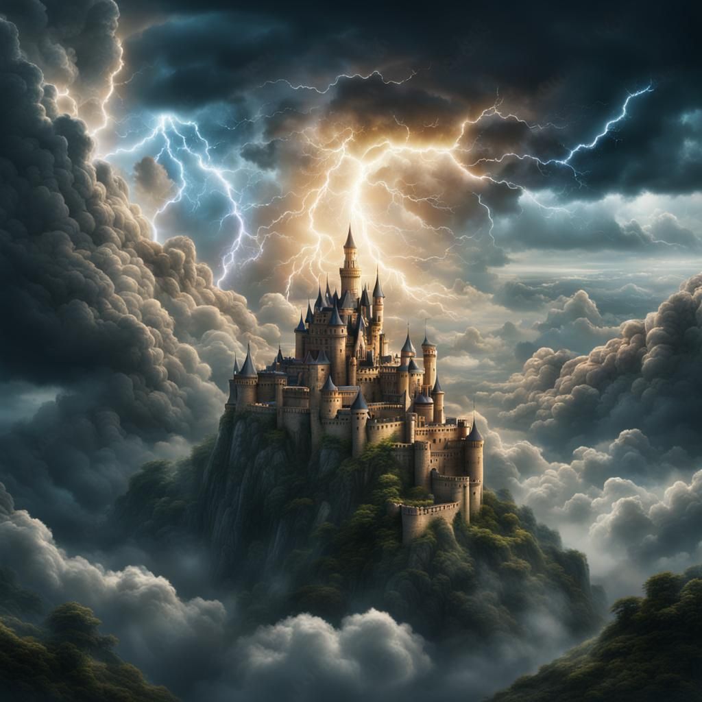 Queen of Lightning in Cloud Castle: Digital Matte Painting