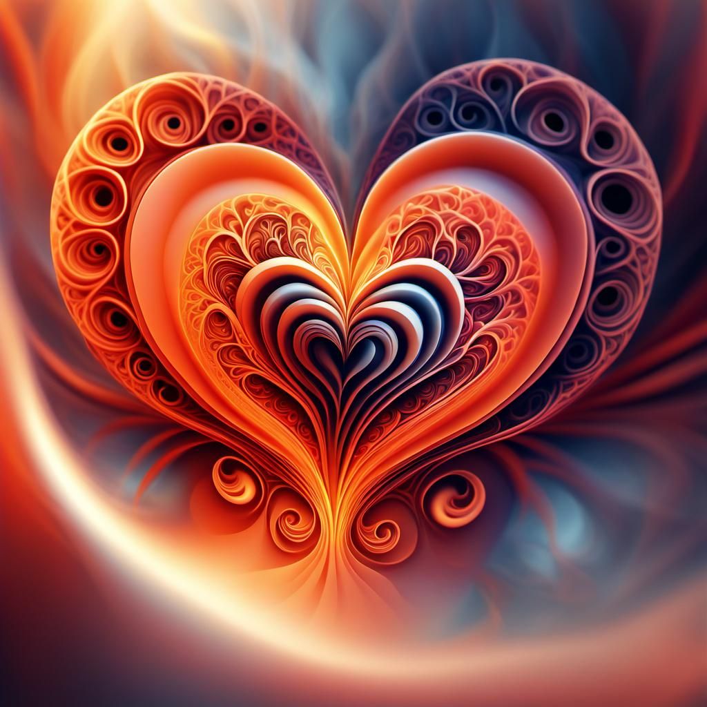 Burning Heart Fractal in Abstract Vector Design