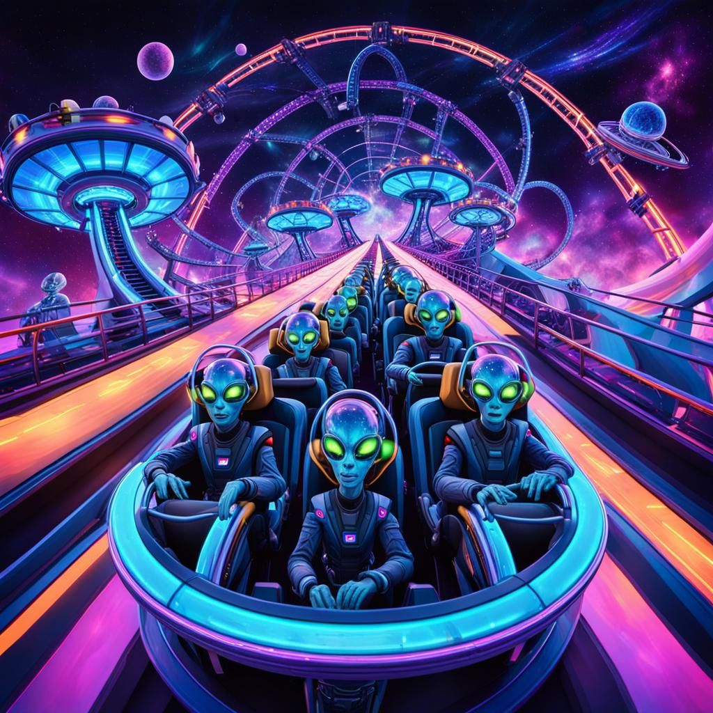 Alien Family Ride: Futuristic Space Carnival