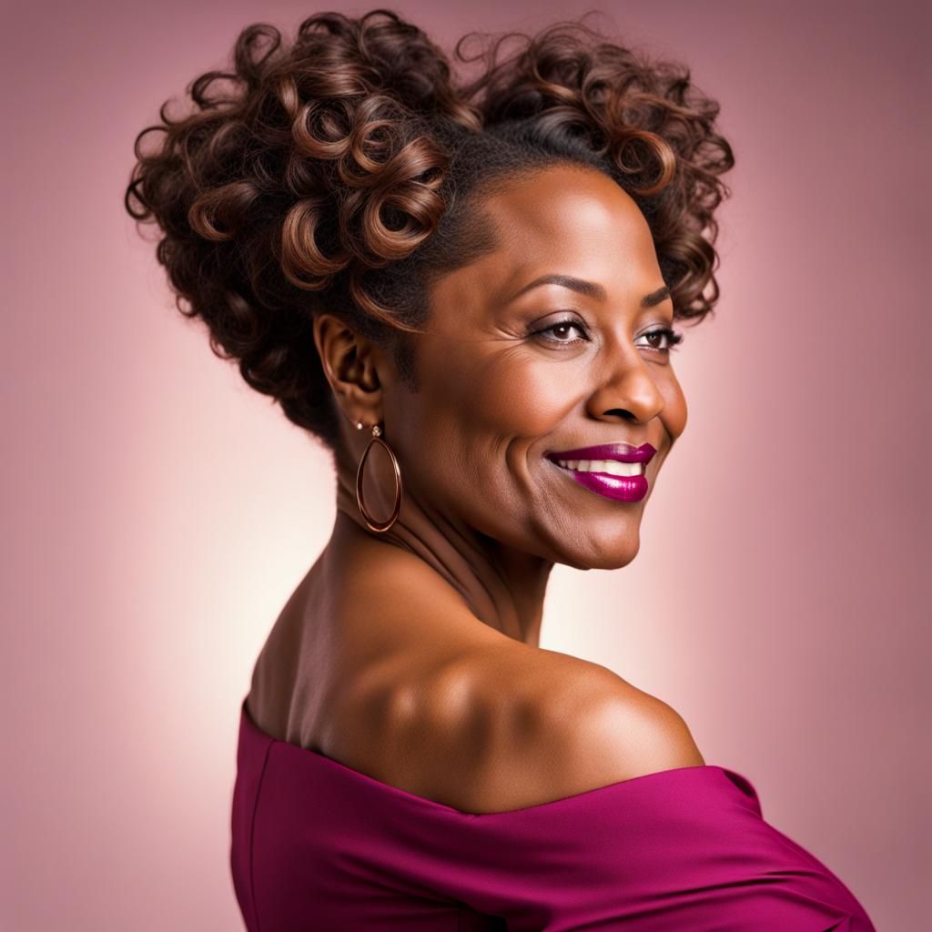 African American Lady with Red Blouse