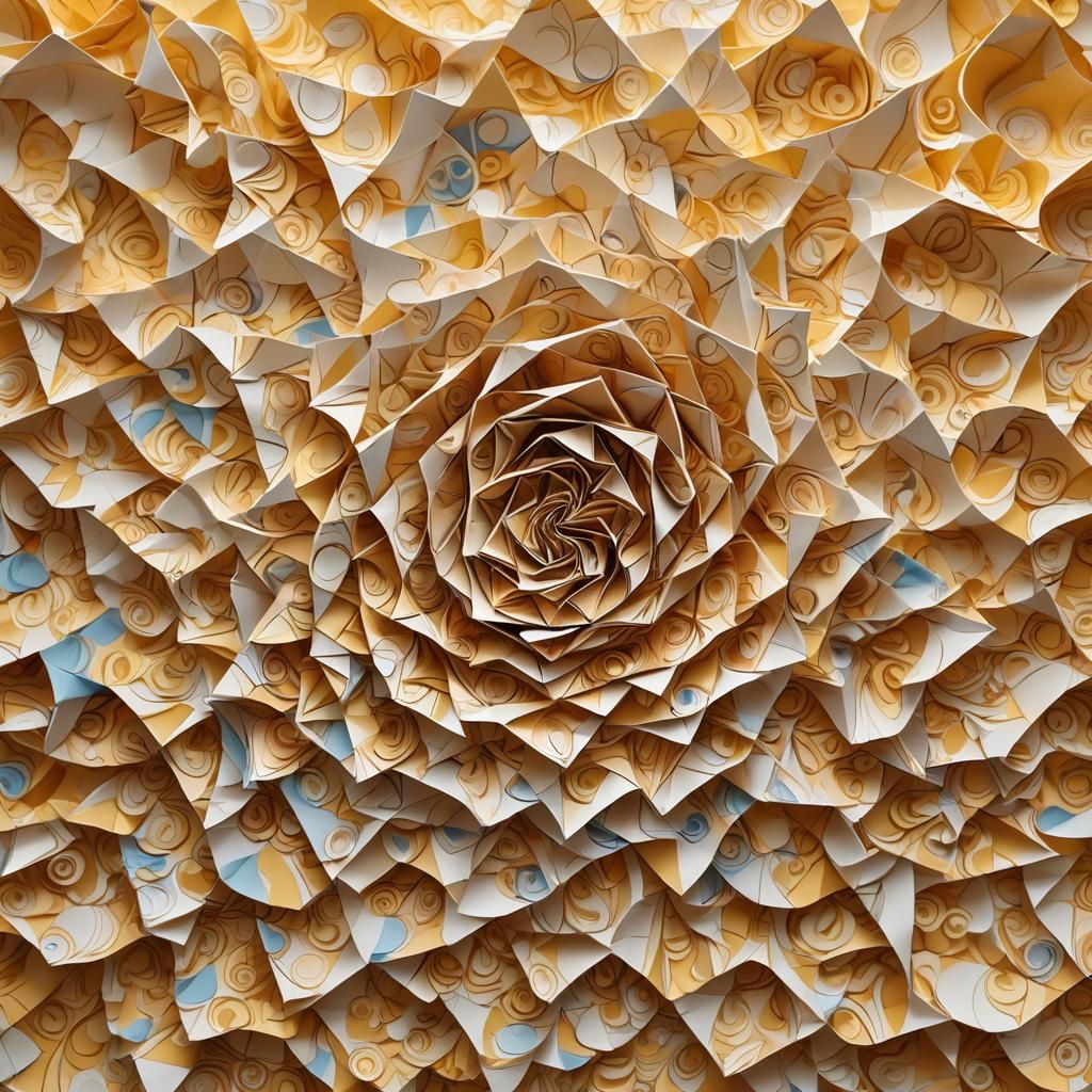 Delicate Origami Paper Swirl in Warm Sunlight