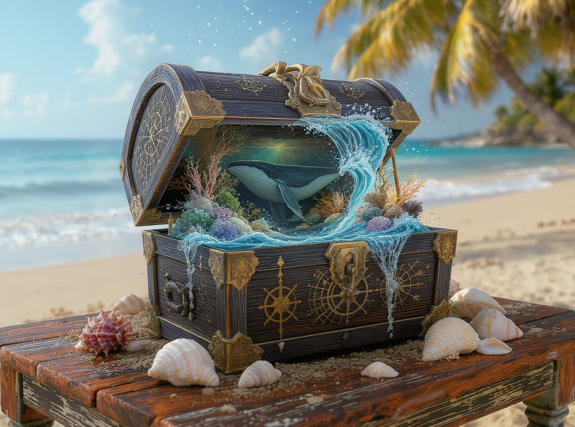 Miniature Underwater Kingdom Inside Antique Treasure Chest