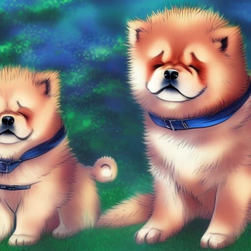Anime Style Chow Chow Puppy Digital Art