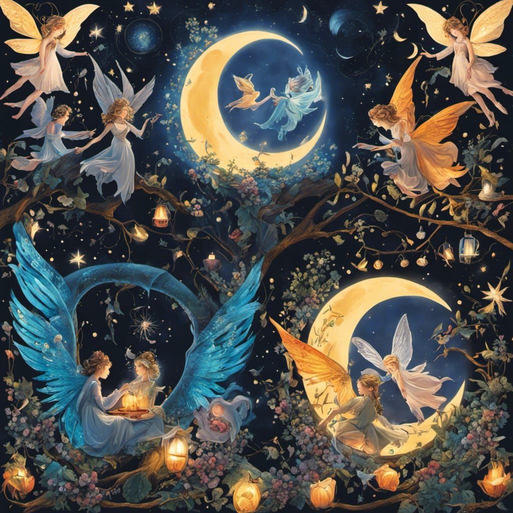 Bioluminescent Fantasy Creatures Under Moonlight