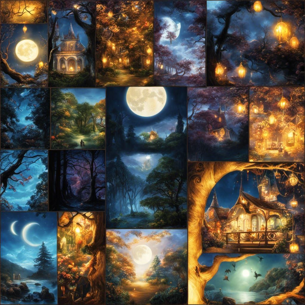 Bioluminescent Angels and Vampires in Fantasy Scene