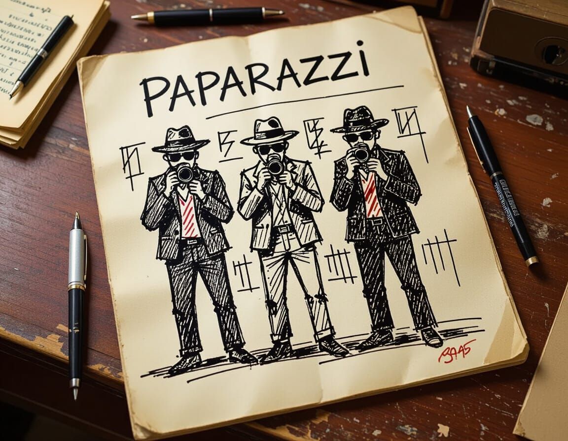 Paparazzi Sketch in Basquiat Style