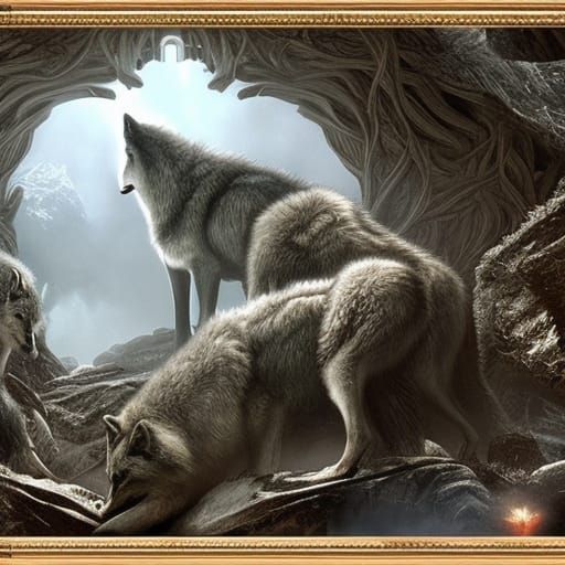 Epic Wolves in a Dramatic Digital Painting