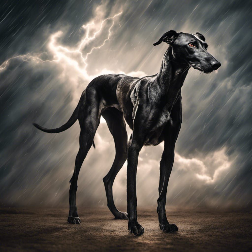 Dramatic Black Galgo Deity in Divine Light