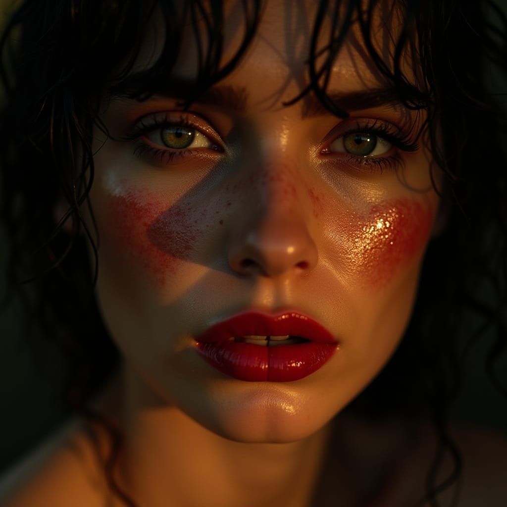 Melancholic Woman Portrait in Golden Hour Lighting