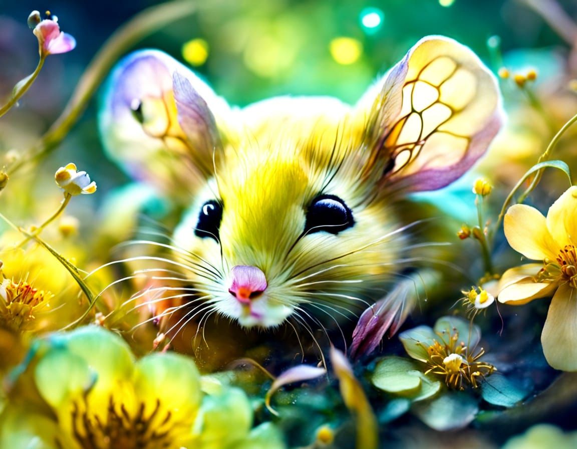 Mouse Sleeping in Flower: Whimsical Watercolor Art