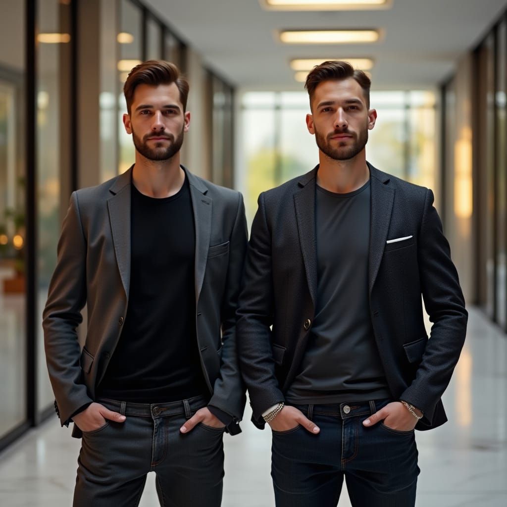 Photorealistic Men in Modern Office Lobby