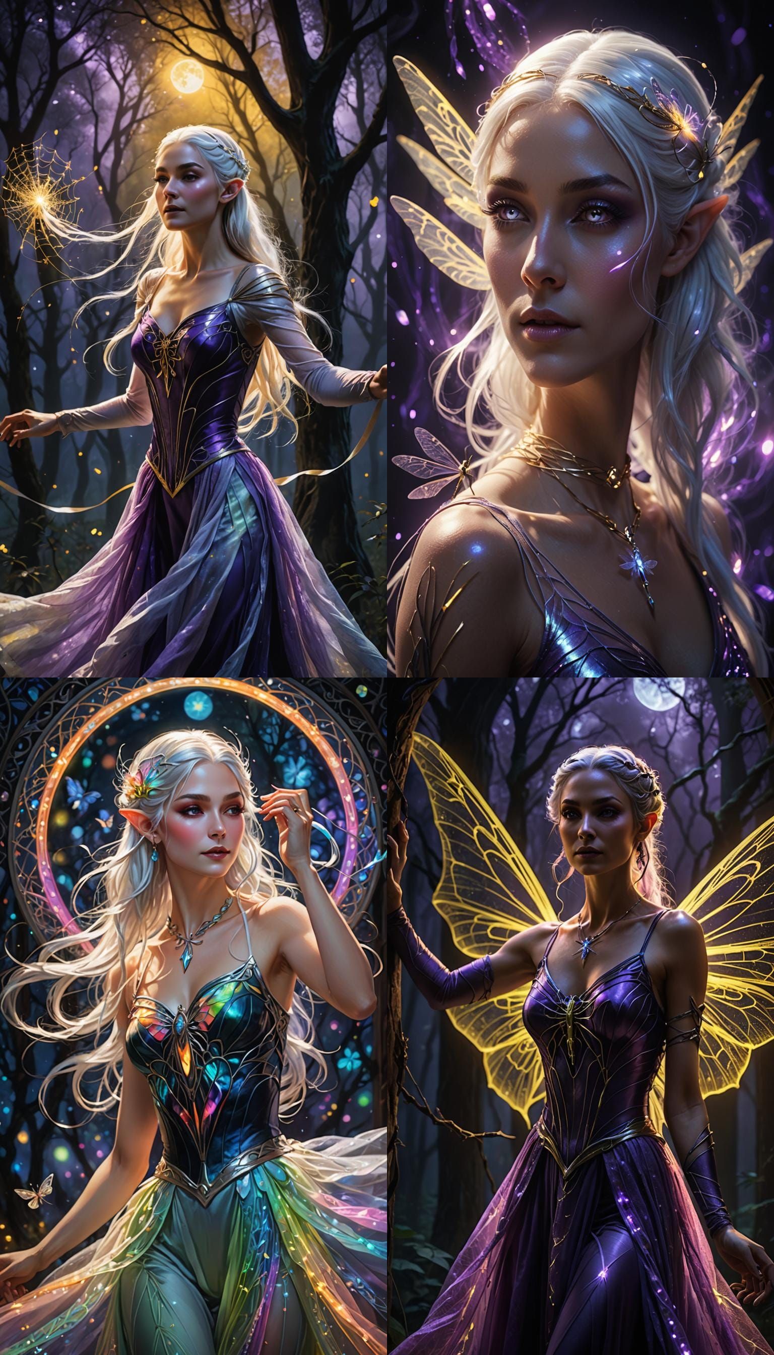 Ethereal Elven Ballerina with Glowing Hair, Fantasy Art
