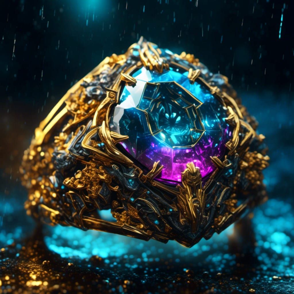 Dwarven Black Gold Ring in Hyperreal Style