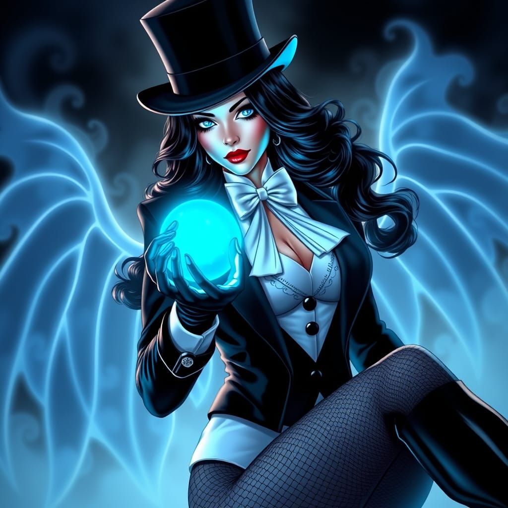 Ethereal Fantasy Zatanna in a Thomas Kinkade-Inspired Dream