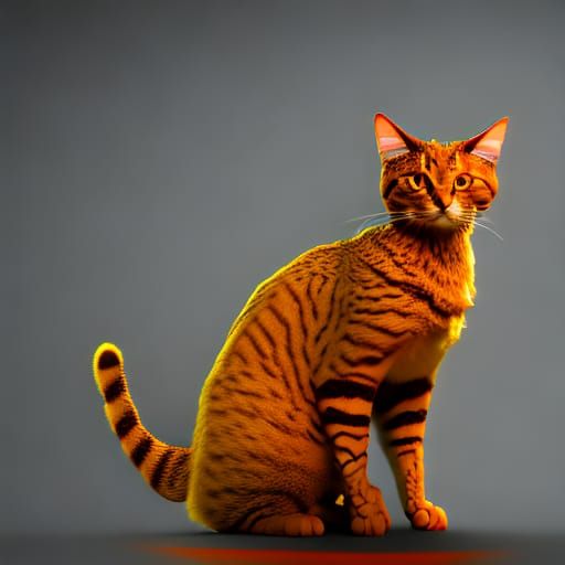 Winged Orange Cat Digital Painting
